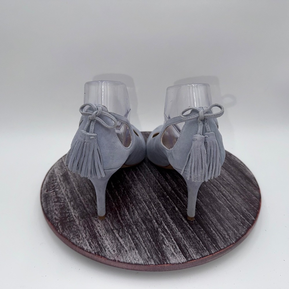 Marc Fisher Pumps Womens 10 Tammye Tassel Heels Blue Suede Pointed Toe Shoes - Picture 3 of 10